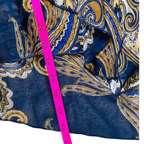 Chico's Blue Brown Paisley Expressions Drama Top Blouse Size Small - Picture 13 of 14